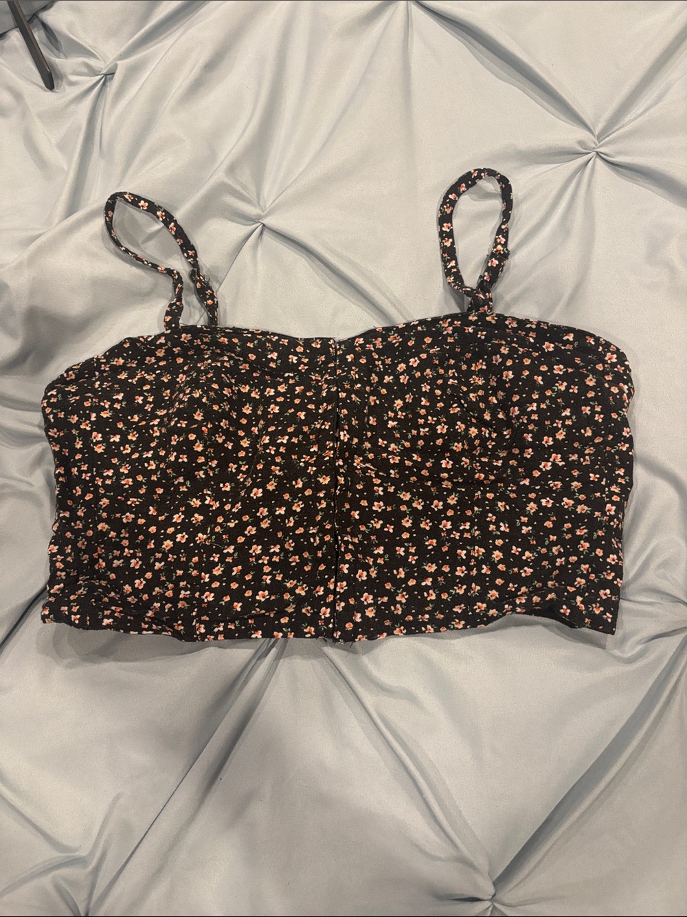 Aeropostale Black Floral Cami with Pink Blossom Print